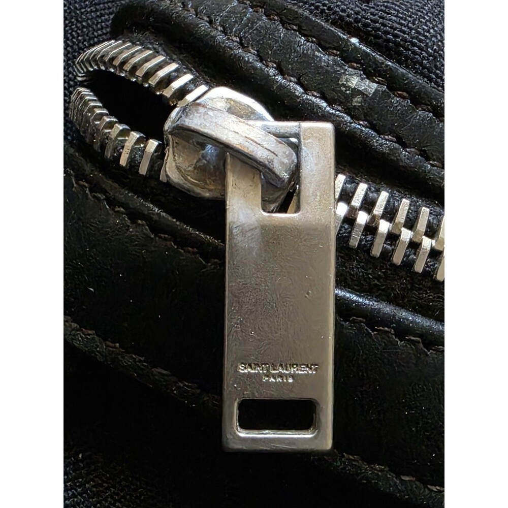 SAINT LAURENT Backpack Canvas Black Silver Tone Zipper Pulls Marked FLAW READ - Picture 4 of 16